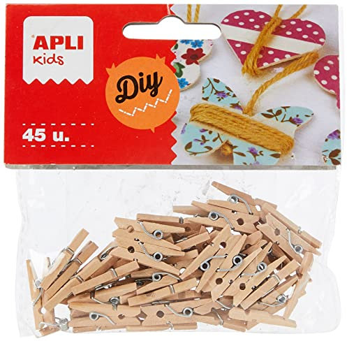 APLI 13478 - Mini Pinces en Bois Naturel 45 Unités