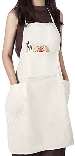 conda Artist Apron with 3 Pockets, Art Apron for Painter Women Men, Painting Smock Adult for School 78.7 x 68.5 cm, Canvas Material, Cream
