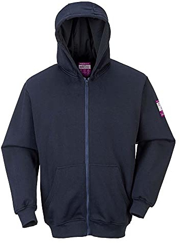 Portwest Mens Bizflame Flame Resistant Workwear Zip Front Hooded Sweatshirt