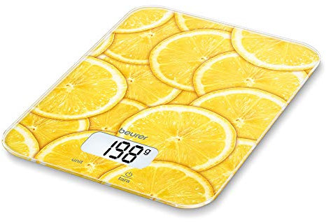 Beurer KS 19 Lemon digitale Küchenwaage (Tara-Zuwiegefunktion, Sensortastenbedienung, 5 kg Tragkraft)