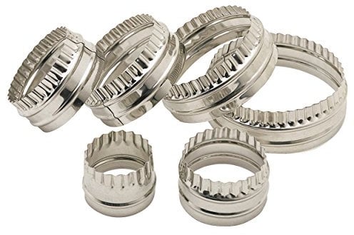KitchenCraft Set mit Doppelseitigen Plätzchenausstechern mit Geriffelten/Abgerundeten Kanten, Edelstahl, 6 Stück, Silber