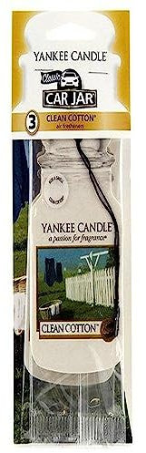 Yankee Candle Car Jar 3er Bonus-Pack, Clean Cotton, Autoduft, Duft Aufhänger, Raum Erfrischer, 1114305