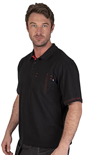 Lee Cooper LCTS011 Men's Classic Workwear Pique Collared Cotton Polo Shirt, Black, 3XL