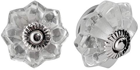 Nicola Spring Glass Cupboard Drawer Handle Knobs - Star Design - Pack of 24