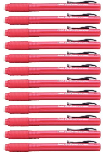 Pentel Clic Radiergummi, einziehbarer Radiergummi Nachfüllbar rot