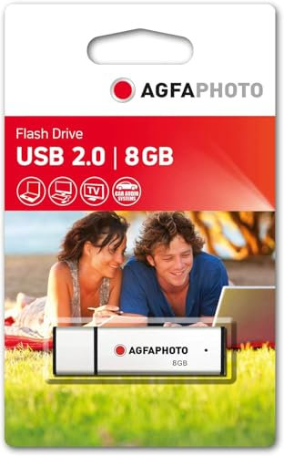 AgfaPhoto USB-Stick 2.0 8 GB - Lesegeschwindigkeit 15 MB/s, Schreibgeschwindigkeit 5 MB/s, Flash-Speicher, USB-Konnektivität, Modell 8 GB Laufwerk, Speziell für Büroanwendungen - Grau