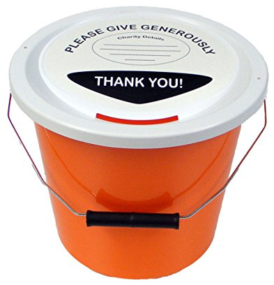 Charity Money Collection Bucket 5 litres - Orange