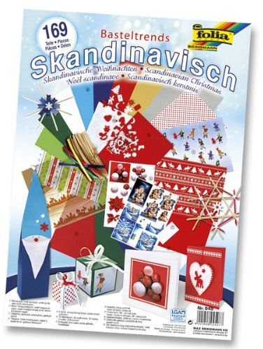 folia 949 - Basteltrends Weihnachten Skandinavisch, 169 Teile - Kreativset für Kinder und Erwachsene mit verschiedenen Trendmaterialien