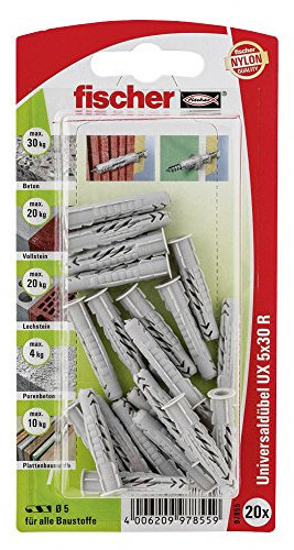 Fischer – Taco universal UX 5 X 30 R K SB de tarjeta con borde, 097855