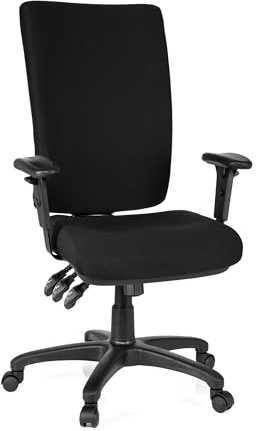 hjh OFFICE 702100 Profi Bürostuhl Zenit HIGH Stoff Schwarz Drehstuhl ergonomisch, Arm- und Rückenlehne verstellbar