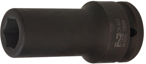 SW-Stahl 07910L-19 Schlagschrauber-Einsatz 3/4 Zoll, 19 mm, Sechskant | Extra lange Ausführung, 95 mm - Premium Chrom-Molybdänstahl - Schlagschrauberfest mit Rille und Bohrung - Brüniert