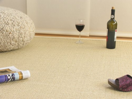 Astra Sisal Teppich Salvador - Farbe Reis - Bordüre Nature - 001.000, Größe: 200x290 cm