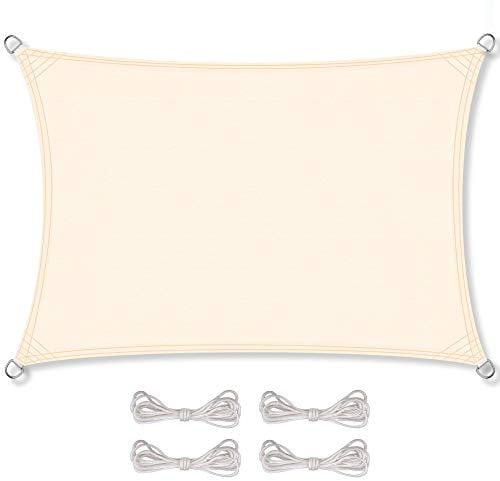 CelinaSun Toldo Vela de Sombra para jardín y balcón Incl. Cuerdas de sujeción Premium PES Poliéster hidrófugo Rectángulo 2 x 3 m Blanco Crema