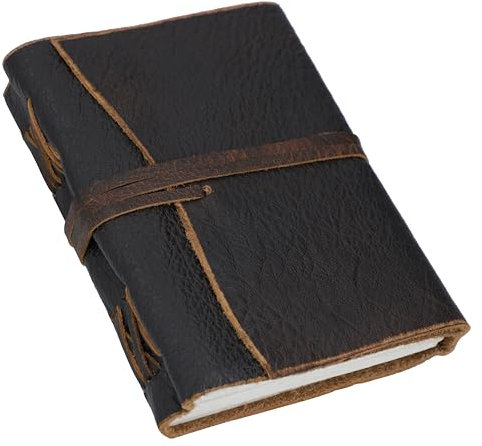 Gusti Notizbuch Leder - Grace Damen und Herren Notizbuch Notizheft Poesiealbum Tagebuch Planer DIN B6 Braun Leder
