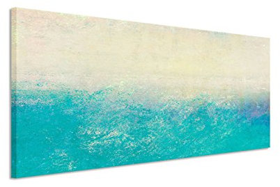 150x50cm Leinwandbild auf Keilrahmen Hintergrund abstrakt blau creme Wandbild auf Leinwand als Panorama