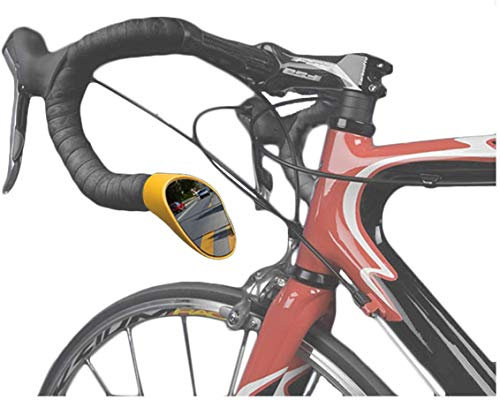Rennrad Rückspiegel - Leichtgewicht, Einstellbarer, & Vibrationsfrei Konvexspiegel mit 9-Facher Verchromung & Stoßsichere ABS Schale für Lenker mit 20 mm Durchmesser von Sprintech - Yellow