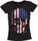 Totenkopf T-Shirt für Damen Aufdruck Amerika USA Flagge Skull schwarz Größe S