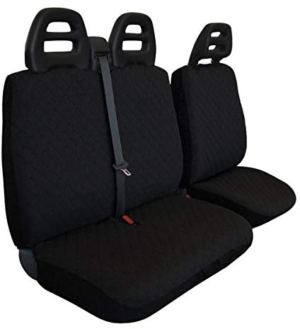 Lupex Shop Transporter CT A N Sitzbezüge für Transporter 3 Sitzer Gürtel Hohe, Baumwolle gesteppt, Schwarz
