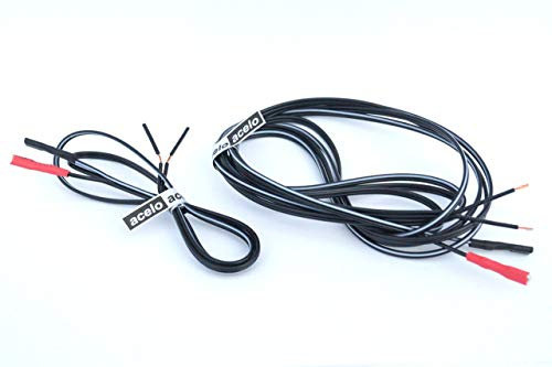 acelo - 2er Set - Fahrrad - Lichtkabel, Doppelkabel, Kabel - Längen 210cm, 60 cm mit Flachstecker