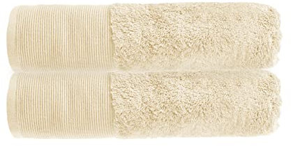 Allure Pack of 2 Bamboo Bath Towels 70 x 125cm – Luxury Super Soft Hypo-Allergenic Plush 550GSM Pair of Bathroom Towels (Sand)