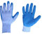 Viwanda 12 Paar Baumwoll-Handschuhe mit griffiger Latex-Handinnenfläche, Blau Größe L