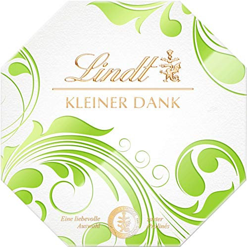 Lindt Schokolade Pralinen Kleiner Dank | 40 g | 4 Pralinés, Sorten: Marc de Champagne, Coeur à L'Orange, Amarettotrüffel, Marzipan Gianduja | 2 Farb-Varianten | Pralinengeschenk | Schokoladengeschenk