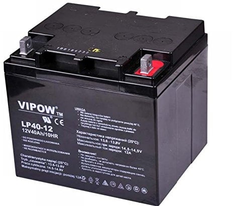 Vipow - Batería de Movilidad 12V 40Ah Bateria de Ciclo Profundo de Gel. Pila Recargable. Acumulador