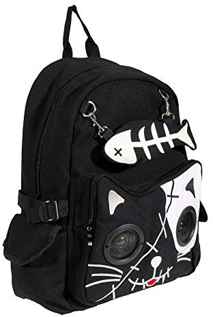 Speaker Bag By Banned Kitty Cat Animal Rucksack Backpack Emo Gothic Plug & Play