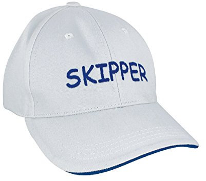 Sea-Club Schirmmütze, Cap in weiß mit Schritfzug oder Ankermotiv, 100% Baumwolle, Aufdruck:Skipper