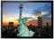 1art1 New York Freiheitsstatue Und Skyline Bei Sonnenuntergang Fußmatte Dekomatte Innenbereich | Design Türmatte 70x50 cm