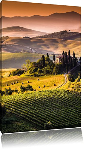 Pixxprint Wunderschöne Toskana Landschaft, Größe: 60x40cm, Leinwandbild, fertig gespannt, Wandbild, Dekoration, Kunstdruck, kein Poster