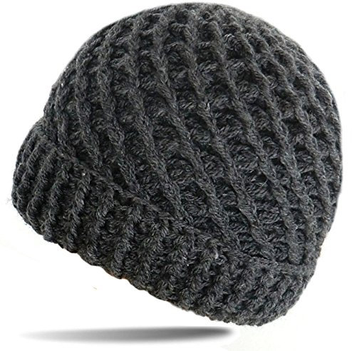 Blackshirt Company Damen Strickmütze mit Umschlag Farbe Anthrazit