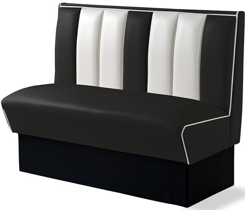 Bel Air Dinerbank & Eckbank – Retro Sitzbank im Dinermöbel-Design – Perfekt für Gastronomie, Lounge & Zuhause – Robuste Verarbeitung & komfortable Polsterung (Black/White)