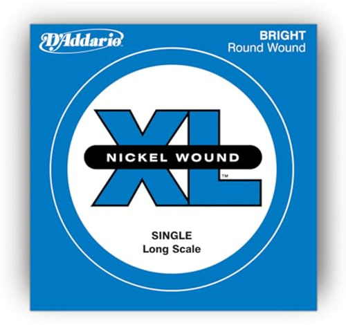 D'Addario XLB052 Einzelne mit vernickeltem Draht umsponnene Saite für Bassgitarre, Volle Größe .052