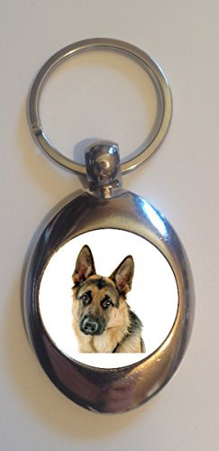 ARZER German Shepherd Dog Shopping Trolley Keychain (£1 Coin) - White
