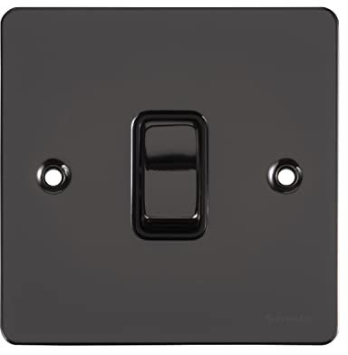 Schneider Electric Ultimate Flat Plate - Single 2 Way Light Switch, Single Pole, 10AX, GU1212BBN, Black Nickel with Black Insert