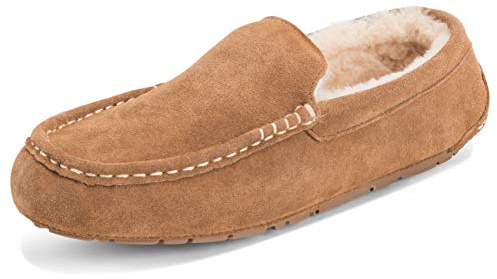 Polar Herren Mokassins Australian Wildleder Sheepskin Haus Pelz Halbschuhe Schuhs Hausschuhe - Tan - TAN45 AYC0253