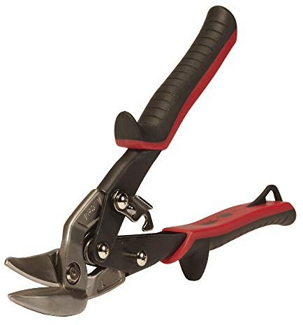 Malco AV6 Offset Aviation Snips (Left Cut - Red Grip) – Power-Fit Ergonomic Grips, 18 Ga Capacity, Compound Action Sheet Metal Shears, Non-Slip Grip, Forged Steel Blades