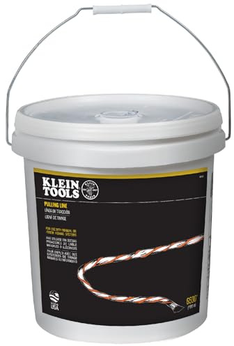 Klein Tools 56110 Poly Pull Line, Made in USA, Pull String for Light Duty Cable, Orange/White, 6500-Foot