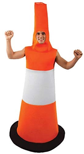 ORION COSTUMES Herren Verkehrskegel Orange Neuheit MaskenKostüm für den Junggesellenabschied Karneval