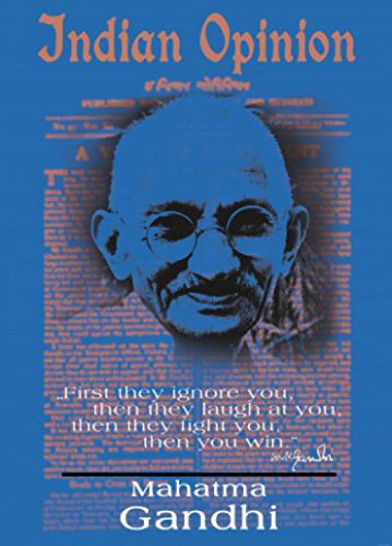 1art1 Mahatma Gandhi Indian Opinion, Zuerst Ignorieren Sie Dich, Blau Fototapete Poster-Tapete 250x180 cm