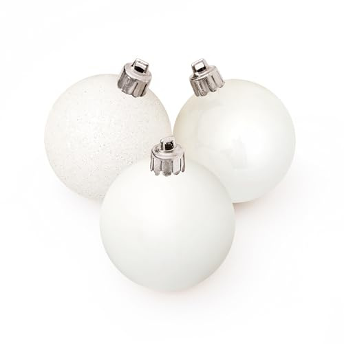 Pack of 24 60mm White Shatterproof Baubles