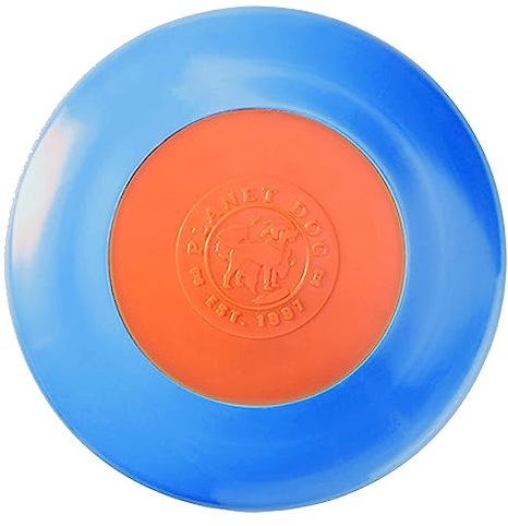 Planet Dog Orbee-Tuff Zoom Flyer - Apportierspielzeug für Hunde - Frisbee - Blau & Orange, L