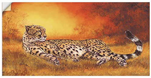 ARTland Wanddeko Wandtattoo selbstklebende Vinylfolie 60 x 30 cm Tiere Wildtiere Raubkatze Malerei Orange Gepard liegend A1AK