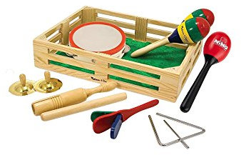 Melissa & Doug Band in a Box w/Nino Percussion NINO569R Plastic Egg Maracas, Red