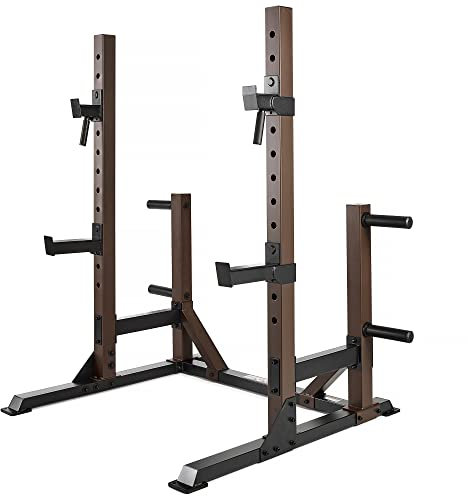 SteelBody STB-70105 Ständer, Kniebeugen-Station, SquatRack, Hantelfänger, Hantelscheibenablage, Braun/Schwarz, Kniebeugenständer