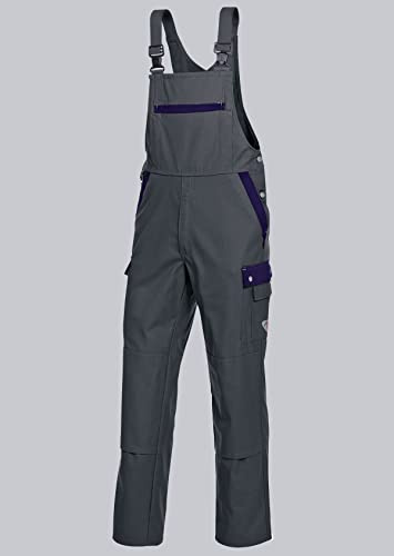 BP Profil 1844-720-153 Latzhose - Stretch-Hosenträger - Verstellbarer Bund - Taschen für Knieschoner - 65% Polyester, 35% Baumwolle - Normale Passform - Größe: 62 - Farbe: dunkelgrau/dunkelblau