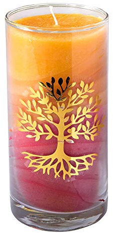 KerzeSunset Lebensbaum im Glas Stearin 14cm