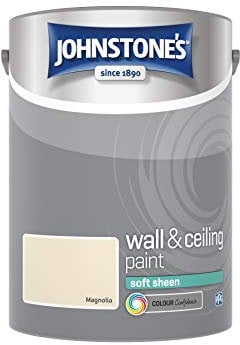 Johnstone's - Wall and Ceiling Paint Soft Sheen - Interior Paint - Satin Finish - Suitable for Interior Walls and Ceilings - Magnolia - 5 L