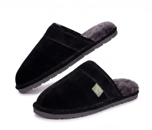 Cloud Nine Herren-Hausschuhe aus Schaffell, Schwarz, Medium